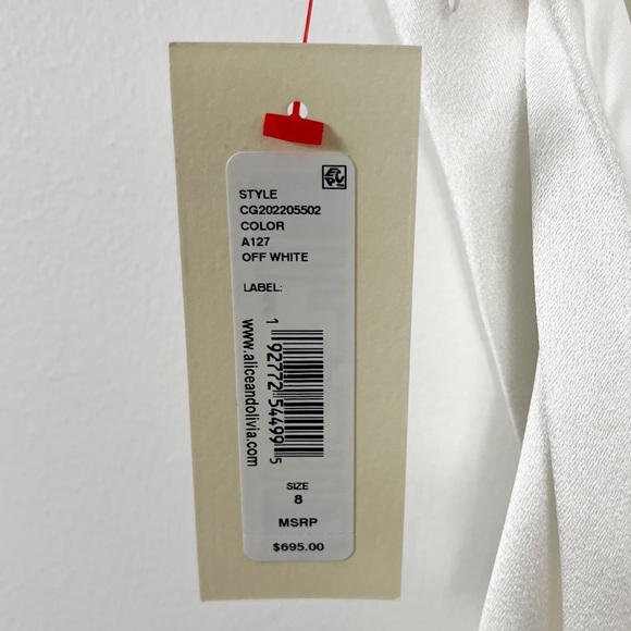 Alice + Olivia Paulette One Shoulder Satin Crepe Fitted Gown 8 NWT Off White - Picture 10 of 15